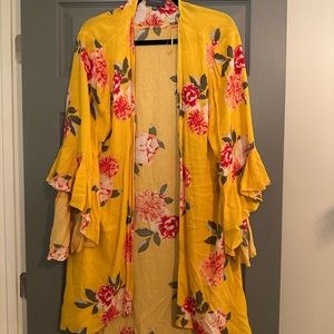 Floral Yellow Kimono Jacket